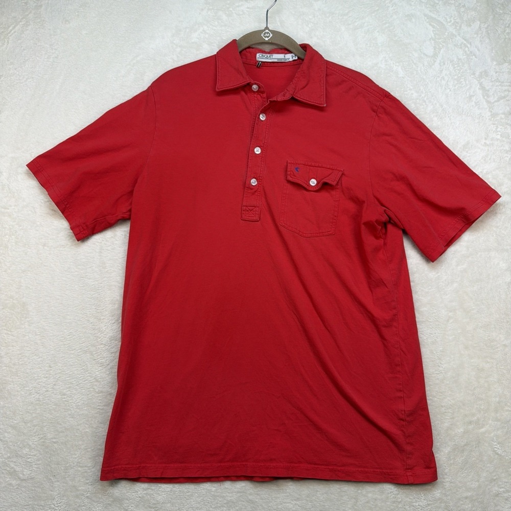 Criquet Polo Shirt Men M Red Pocket Short Sleeve Golf Preppy